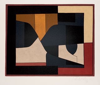 Victor Vasarely Ailho aus: Octal. 1972. Farblithographie auf chamoisfarbenem Vélin. 27,7 x 34 cm (48 x 44,8 cm). Signiert. - Mit einer Farbspur im Ran