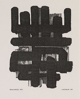 Pierre Soulages Lithograph numéro 3. 1986. Radierung auf Velin. 10 x 8 cm (29,8 x 21 cm). In der Platte typographisch mit dem Künstlernamen und Drucke
