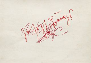 Joseph Beuys Signature 1956. 1973. Rote Tinte über Farblithographie auf Postkarte aus Velin. 6 x 9 cm (10,5 x 14,5 cm). Verso mit typographischer Beze