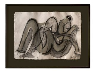 Wolf Vostell Zwei Frauen. 1993. Tusche, Gouache und Beton auf schwerem Bütten. 94 x 124 cm. Signiert und datiert. Im zugehörigen, vom Künstler gestalt