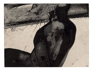 Michael Morgner Ulrike. 1986. Lavierte Tuschzeichnung auf strukturiertem Vélin. 24 x 31,5 cm. Monogrammiert und datiert, verso signiert, datiert und b