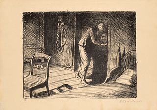 Ernst Barlach Konvolut aus 3 Graphiken. Jeweils aus "Der arme Vetter". 1919. Je Lithographie auf gelblichen Kupferdruckkarton. Blattmaße je 34 x 48 cm