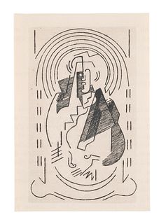 Albert Gleizes 6 Arbeiten aus: Pensées sur L`homme et dieu. 1950. Je Radierung auf chamoisfarbenem Montval a la main (mit dem Wasserzeichen). Teils re