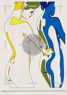 Valerio Adami o.T. (El circulo de piedra). 1970. Farblithographie auf Velin. 56,5 x 45,3 cm. Mit Bleistift signiert und nummeriert. - Prachtvoller Dru