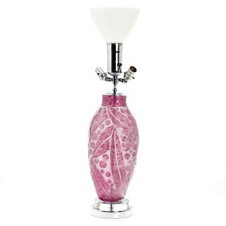 Degue acid cut Art Deco glass vase lamp