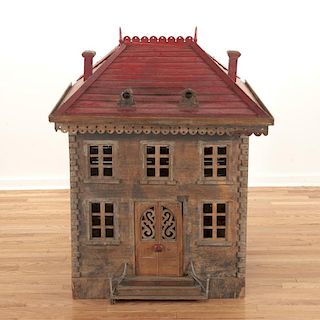 French chateau-form paint decorated dog house