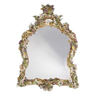 Large Antique Meissen porcelain wall mirror