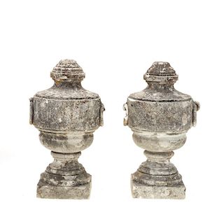 Pair Neo-Classical style cast stone urns