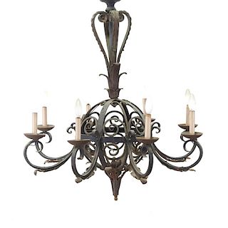 Continental baroque style cast iron chandelier