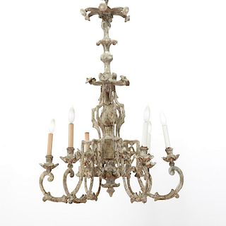Continental Rococo cream painted chandelier