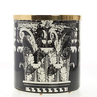 Acanthus lacquer waste basket by Fornasetti Milano
