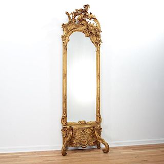 Continental giltwood hall mirror