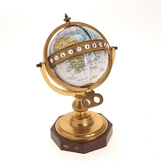 French bronze mounted enameled globe clock