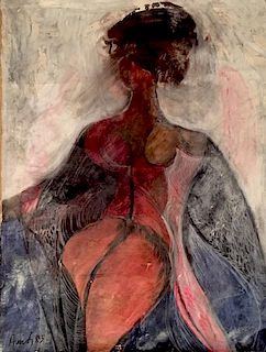 Avinash Chandra (Indian / British 1931-1991) oil on canvas painting nude