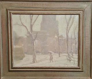 Bela de Tirefort (1894-1993) New York Winter Snow Painting