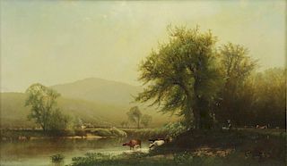 MCCORD, George H. Oil on Canvas. Cows Watering.