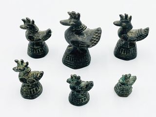 Set of 6 Antique Burmese Opium Weights, Hinta Bird