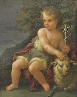 18th C. Oil on Canvas. Infant St John the Baptist