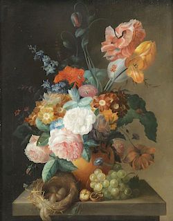 Old Master. Oil on Copper. Still Life with Flowers