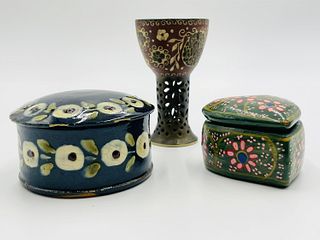 Set of 3 Ceramic pieces Including Kedek Septa Adi, Elchinger Et Cie