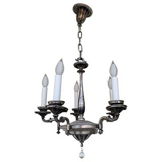 Circa 1900s Silver-plate Chandelier with 5 Arms