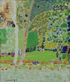 KIMOURA. Oil on Canvas. "Bois de Boulogne" 1956.
