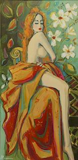 MAIMON, Isaac. Oil on Canvas. Draped Nude.