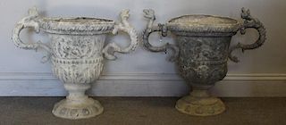 Pair of Antique 2 Handled Lead Urns.