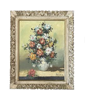 Impressionist Floral Still Life Painting by Mystery Artist