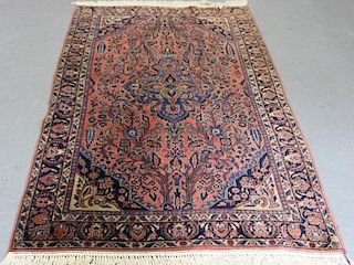 Antique and Finely Woven Sarouk Throw Rug.