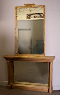 BAKER, Signed Console and Mirror.