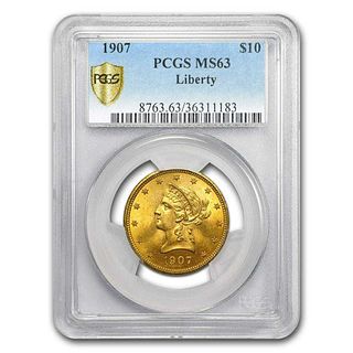 Ten (10) $10.00 Liberty Head Gold PCGS MS63