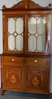 Finest Quality Antique Marquetry Inlaid Bookcase