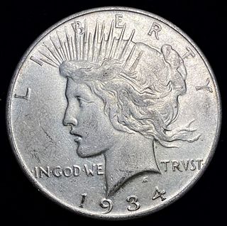 Better Date 1934-D Peace Silver Dollar AU55
