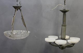 Lot of 2 French Art Deco Chandeliers To Inc A