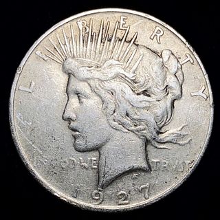 Better Date 1927-D Peace Silver Dollar VF