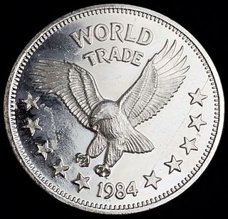 1984 Proof One World Trade 1 ozt .999 Silver