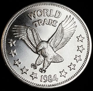 1984 Proof One World Trade 1 ozt .999 Silver