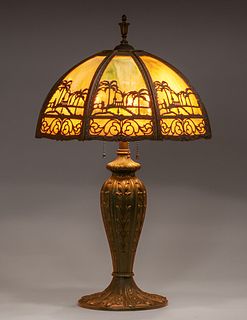 Bradley & Hubbard Palm Tree Overlay Lamp c1920s
