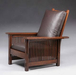 Gustav Stickley #367 Spindled Morris Chair c1907