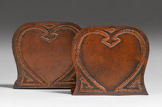 Brosi & Pohlmann Hammered Copper Bookends c1913