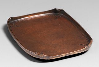 Roycroft Hammered Copper Engraved Wedding Annoucement Tray c1920s