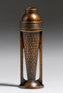 Small WMF German Hammered Copper & Brass Vase c1905