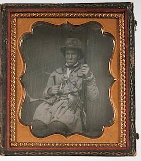 Sixth Plate Daguerreotype of a Heavily Armed Hunter 