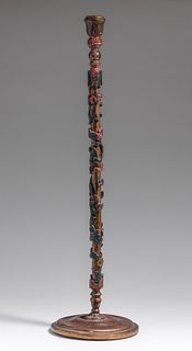 David Zork Co Chicago Hand-Carved Tall Candlestick 1916