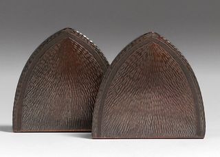 Armenic Hairenian Radial Hammered Copper Bookends c1920s