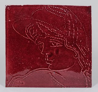 Large SSK Tile of Woman's Profile c1910s