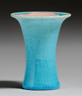 Pisgah Forest Flared Turquoise Vase c1930s