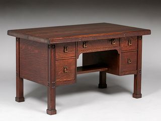 Prairie School Arts & Crafts Five-Drawer Desk c1905