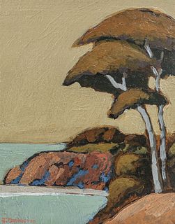 Jack Cassinetto (1944-2018) California Coastal Monterey Cypress Painting c2015